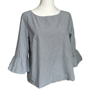 Madewell Blue and White Striped Bell Sleeve Top